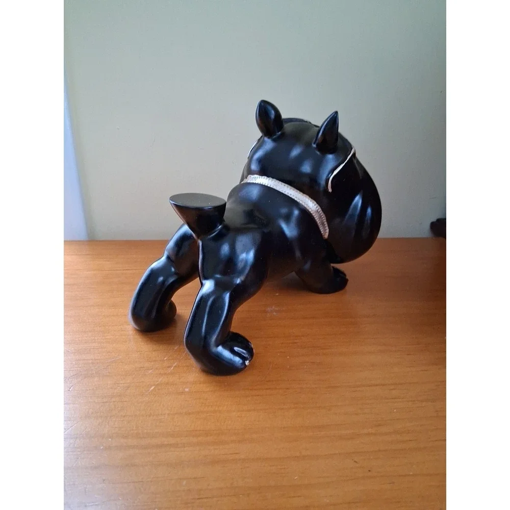 Black and Gold Resin French Bulldog Large Mouth Figurine Bowl Key Holder